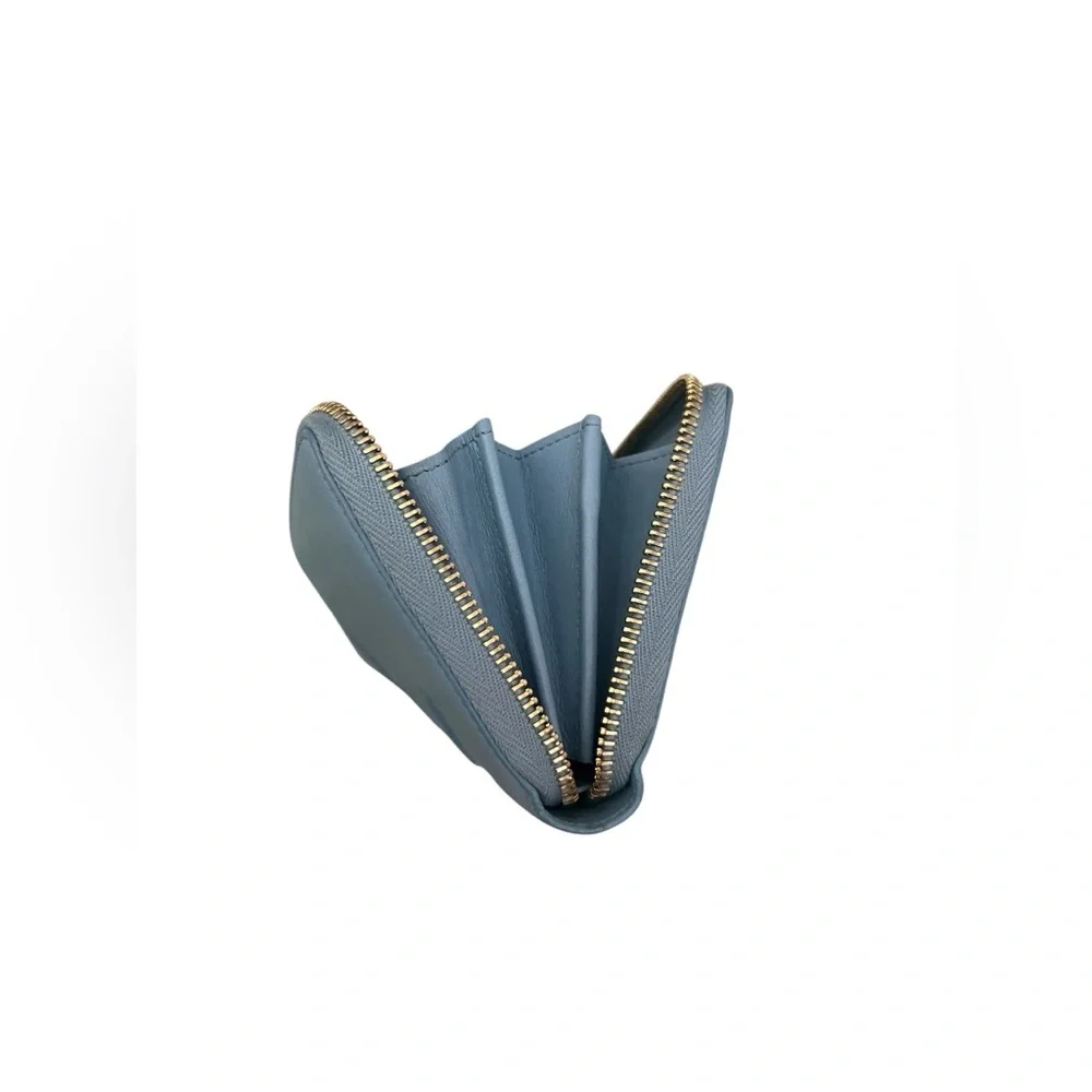 SAINT LAURENT Bleu Glacier Calfskin Leather Classic Y Zip Wallet - Picture 9 of 13